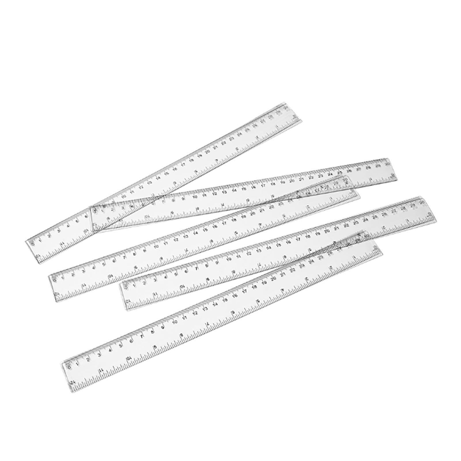 Clear Plastic Ruler - 30cm, Transparent, Double Scale, for Students and Measurement