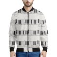thumbnail image 3 of Chaqueta con estampado de piano para hombre y mujer, color blanco y negro, con estampado 3D, de manga larga, holgada, con cuello alto y cremallera, para primavera y otoño, 3 of 4