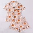 thumbnail image 5 of MEZZALL Women Halloween Pumpkin Print Pajama Set Lapel Collar Button Closure Chest Pocket Short Sleeve Tops With Elastic Waist Shorts Loungewear Sleepwear For Holiday 2 Piece Stylish Pjs, 5 of 9