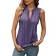 thumbnail image 1 of Top sin mangas con cuello en V y pliegues para mujer, poliéster-spandex, tallas S-XXL, elegante/casual, bloques de color, 1 of 5