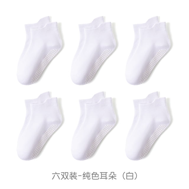 XmhyTop Calcetines antideslizantes para niños, transpirables y suaves, para uso diario, Blanco, 6 pares, Código M