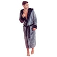 thumbnail image 2 of Men’s Hooded Shower Robe - Polyester Full-Length Warm Kimono, 2 of 5