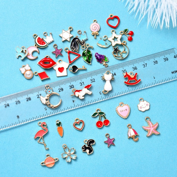 Rongmo 100 Pcs Charms For Jewelry Making, Wholesale Bulk Assorted Gold-Plated Enamel Charms Earring Charms For Diy Necklace Bracelet Jewelry Making An