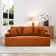 thumbnail image 2 of Boneless Sofa, 3-Seater Floor Couch with Cup Holders and Side Pockets, Corduroy Fabric No Assembly Sofa for Living Room or Dorm, 86.2 Inch, Orange, 2 of 11