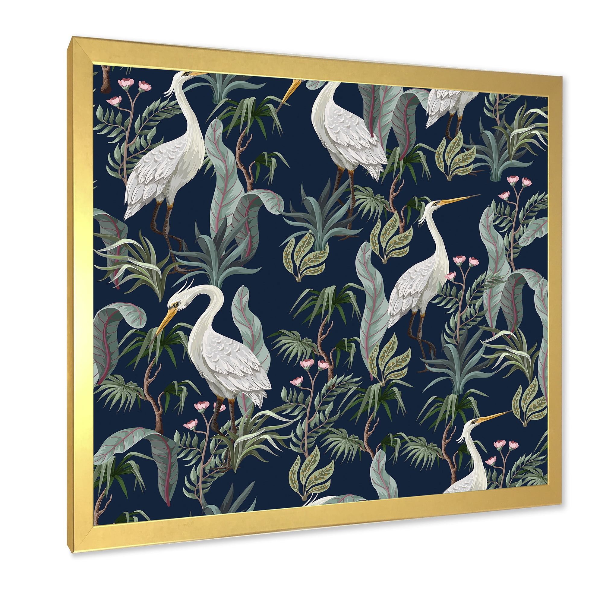 Designart 'Chinoiserie With Peonies and Birds VII' Traditional Framed Art Print