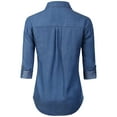 thumbnail image 4 of MixMatchy Women's Long Sleeve Denim V-Neck Tencel Button Down Shirt, 4 of 4