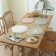 thumbnail image 4 of Fennco Styles Braided Design Reversible Everyday Placemats 14" Round, Set of 4 - White Cotton Blend Textured Heat Resistant Insulation Table Mats for Home, Kitchen Décor, Dining Table and Holidays, 4 of 7
