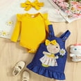 thumbnail image 2 of Zshosam Baby Outfit Girl Newborn Newborn Baby Girl Fall Clothes Long Sleeve Romper Skirt Outfit Set Size 9 12 Months,(Yellow 9-12 Months), 2 of 5