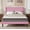 Pink, variant on Full Size Platform Bed Frame with Wingback Upholstered Headboard, Sturdy Wooden Slats Support, Easy to Assembly, Pink