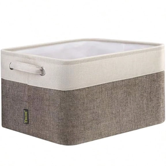 1 Pack Fabric Storage Bins for Shelves Linen Storage Baskets for Organizing Decorative Closet Bins for Clothes Home Brown 12"x8"x8"