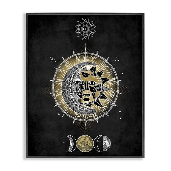 Stupell Industries Bohemian Lunar & Solar Fractal Black Framed Giclee Art, 11 x 14, by Oliver Jeffries