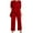 Red, variant on Fashion Two Piece Sets for Women Solid Color Slit Round Neck Sleeveless Top Long Sleeve Cardigan Jacket Wide Leg Pants Suit Presents for Womens
