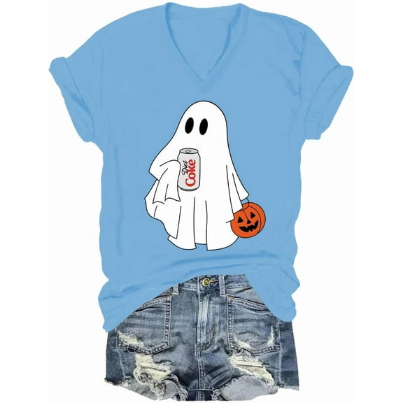 Halloween Diet Coke Ghost Vneck Shirt, Diet Coke Ghost T-Shirt Coke Lover Tshirt Graphic Tees