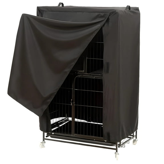 Bird Cage Cover with Handles, Universal Pet Cage Cover for Indoor Outdoor Use, Heavy Duty 210D Oxford Cloth, Waterproof Cage Protector for Night Rest, Black Cage Shield