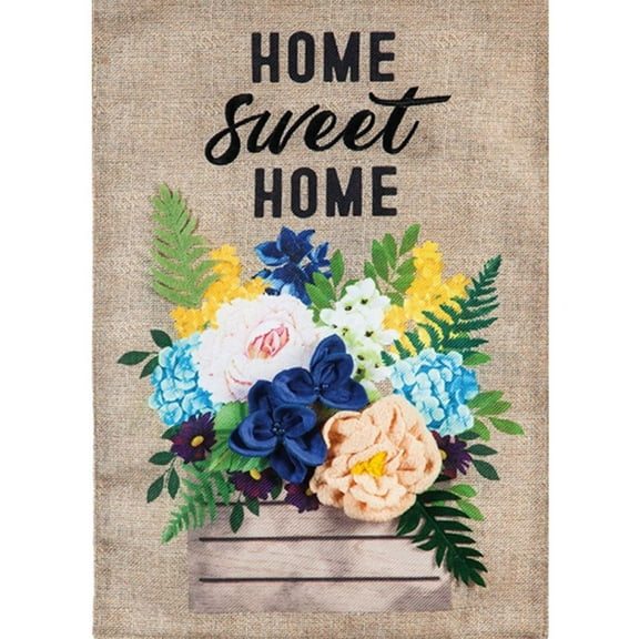 Evergreen Flag,Wood Flower Crate Garden Burlap Flag,12.5x0.5x18 Inches