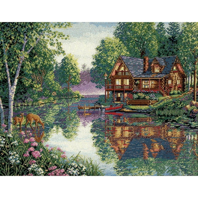 Dimensions 35183 16 x 12 in. 18 Count Gold Collection Cabin Fever Counted Cross Stitch Kit
