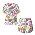thumbnail image 5 of Naloa Peace Love and Dove Flower Power Women's Short-Sleeved Pajama Set, Loungewear, Summer pajamas, Breathable Cozy - X-Large, 5 of 9