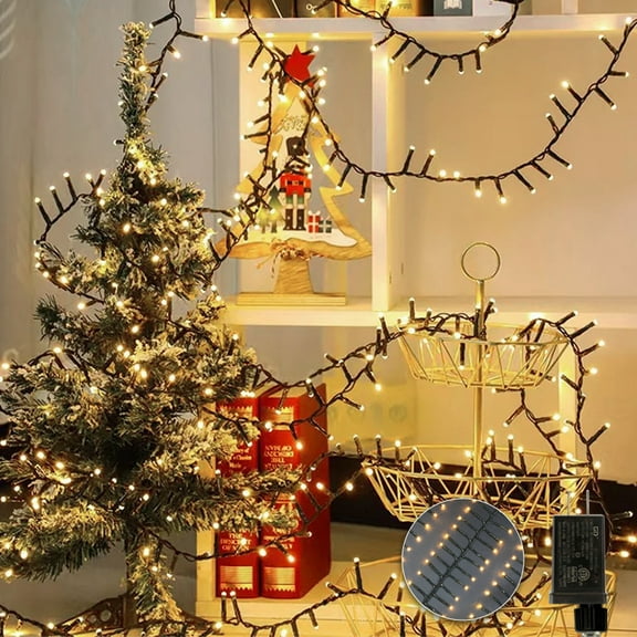 LAMPHOME 500 LED String Lights Cluster Lights - 31ft warmwhite Outdoor Waterproof Lights, Plug in Indoor String Lights with 10 Modes & Timer Memory, Twinkle String Lights for Xmas, Christmas Tree