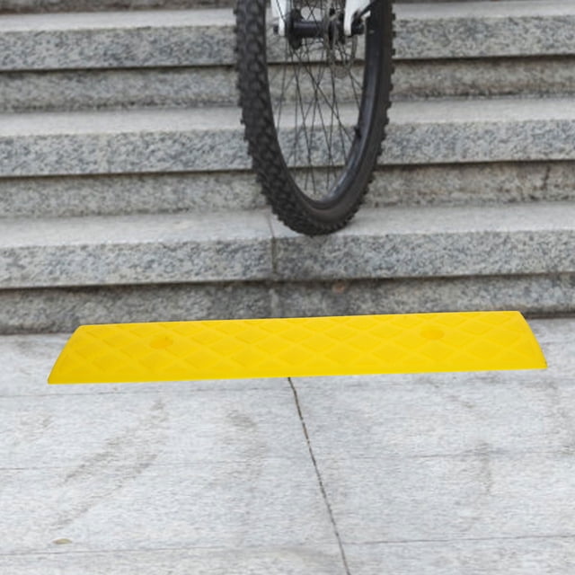 Minkissy 2Pcs Rectangular Ramp for Doorway Threshold Yellow Wear-resistant Portable Ramp