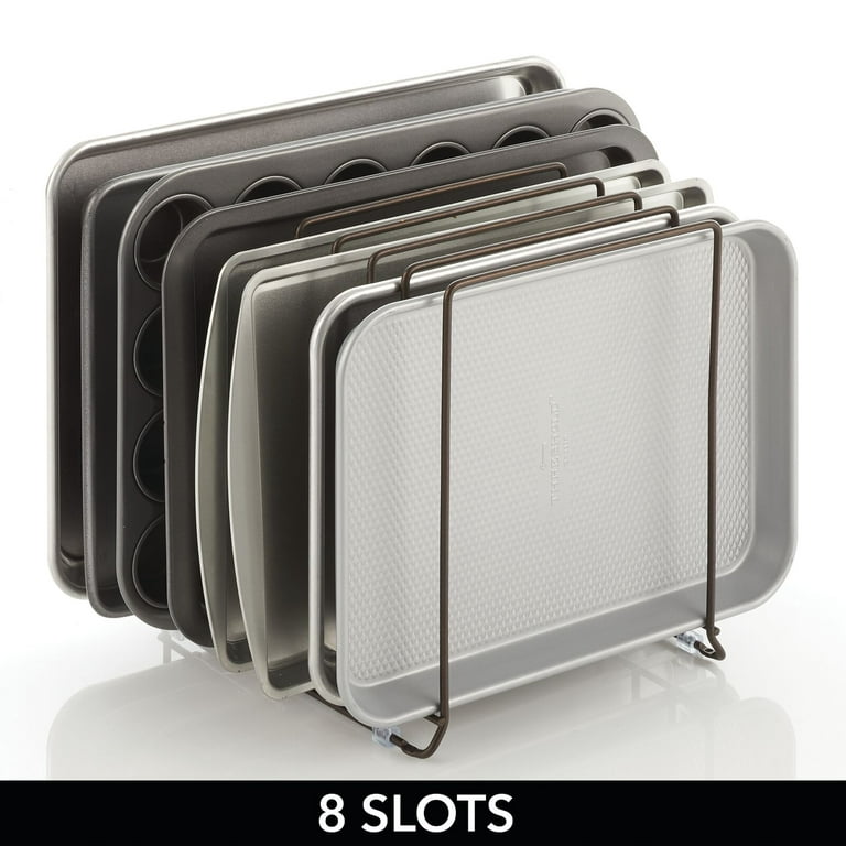 Mdesign Large Metal 8 Slot Baking Sheet/appliance Organizer Rack, 2 Pack,  Black : Target