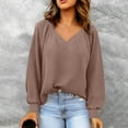 thumbnail image 2 of Akafmk Womens Long Sleeve Maternity Tops,Women's Maternity Waffle Knit Solid Color V Neck Long Sleeve Pullover Hoodie Style Loose Casual Pregnancy Tops, 2 of 4