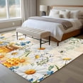 thumbnail image 4 of Rectangle Area Rugs 5 x 7 Ft, Daisy Spring Floral Non-Slip Residential Carpet, Farmhouse Botanical Green Leaves Vintage Art Indoor Crawling Mats Runner Rugs for Living Room/Dining Room/Bedroom, 4 of 8
