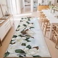 thumbnail image 3 of 2'x6' Rug Runners for Hallways Kitchen, Spring Magnolia Flower Non Slip Entryway Beside Floor Carpet Runner, White Floral Botanical Light Blue Washable Laundry Room Bedroom Throw Rugs Mat, 3 of 8
