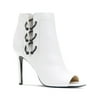 KATY PERRY Womens White V-Notch Cutout Ring Hardware Unity Too Round Toe Stiletto Zip-Up Shootie 8.5 M