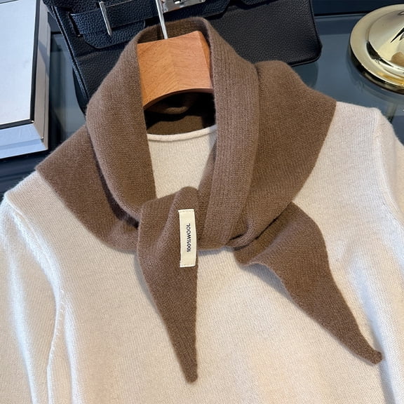 Wool Triangle Scarf, Knitted Triangular Women Scarf, Knitted Wool Scarfs Women, Multi-Functional Warm Knit Scarfs