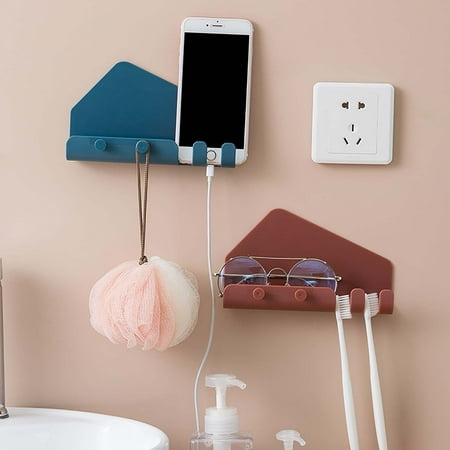 

yegeUY 50% off Clear! Creative Phone And Tablet Charging Stand With 4 Hooks Wall Mounted Bedroom Organizer