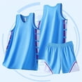 thumbnail image 4 of Yuanlook Solid Color Sleeveless Tank Top Elastic Waist Shorts Sport Training Football Soccer Wear Matching Outfit Set for Kids, 4 of 5
