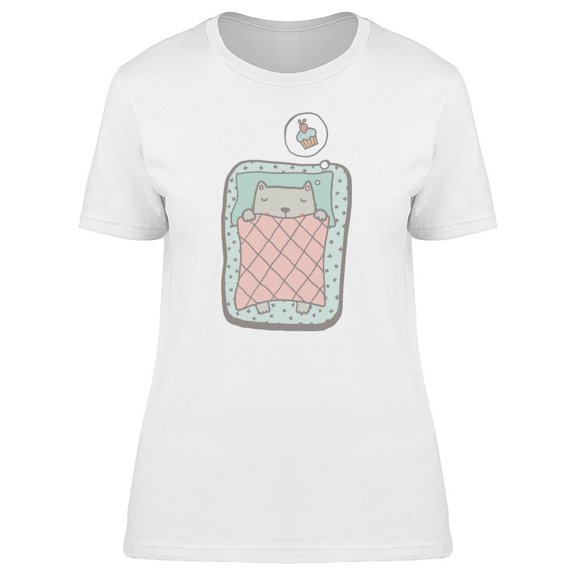 Cute Cat Sleeping Doodle Tee Women's -Image by Shutterstock