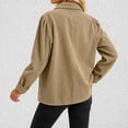 thumbnail image 5 of QIYAGBSA Corduroy Jacket for Women Soft Turn Down Lapel Collar Button Down Long Sleeve Fall Casual Outerwear Drop Shoulder with Patch Pockets (Khaki, S), 5 of 6