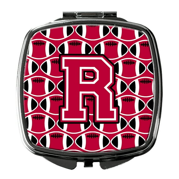Letter R Football Crimson and White Compact Mirror CJ1079-RSCM