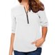 thumbnail image 1 of ICHUANYI Clearance Women's Summer Long Sleeve Zip Casual Tunic V-Neck Rollable Blouse Tops(White, XL) ICHUANYI WER2023081107848, 1 of 8