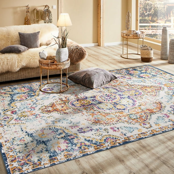 5' x 7' - top WRG Vintage Distressed Bohemian Area Rug Multi