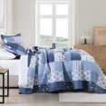 thumbnail image 3 of DDUOXIN Queen Size Quilts - 100% Cotton Queen Size Quilt Set, Floral Blue Plaid Quilt Bedspreads for Queen Bed, Lightweight Reversible Coverlet Bedding Set with 2 Pillow Shams for All-season, 3-Piece, 3 of 13