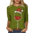 thumbnail image 2 of Prix Réduit! Aqestyerly Hauts de Noël pour Femmes Liquidation T-Shirt Imprimé de Noël Manches 3/4 Blouse Col Rond Hauts Décontractés, 2 of 4