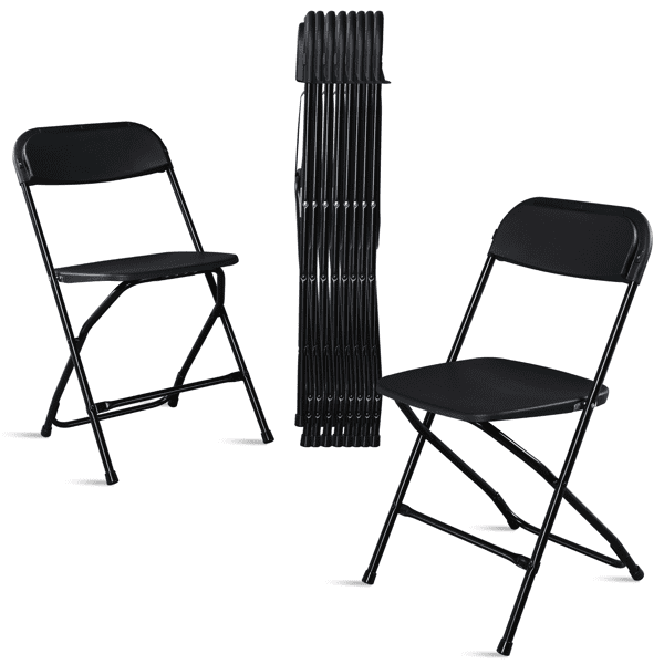 10Pcs Plastic Folding Chair for Garden, Injection Molding Classic, Black