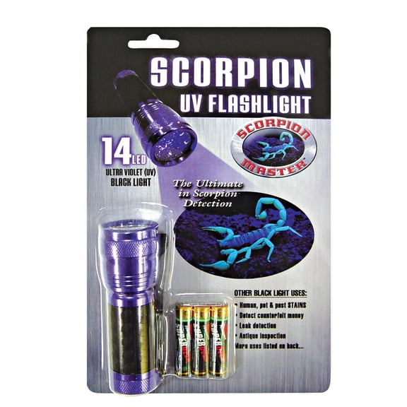Scorpion 14 LED Black/Purple LED UV Flashlight AAA Battery