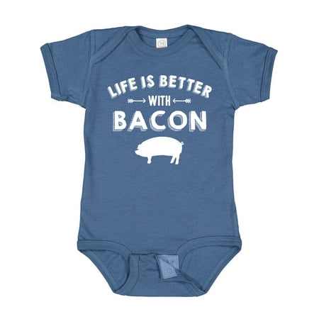 

Inktastic Life s Better with Bacon Boys or Girls Baby Bodysuit