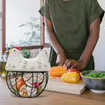 thumbnail image 4 of Metal Mesh Egg Basket Ceramic Farm Chicken Top for Food Storage Container (White), 4 of 5