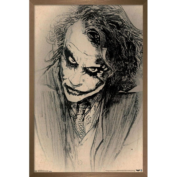 DC Comics Movie - The Dark Knight - The Joker - Sketch Wall Poster, 22.375" x 34", Framed