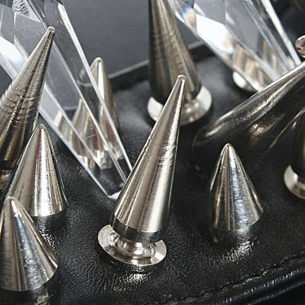 50PCS Silvery Cone Spikes Metallic Screw Back Studs DIY Craft Cool Rivets Pun...