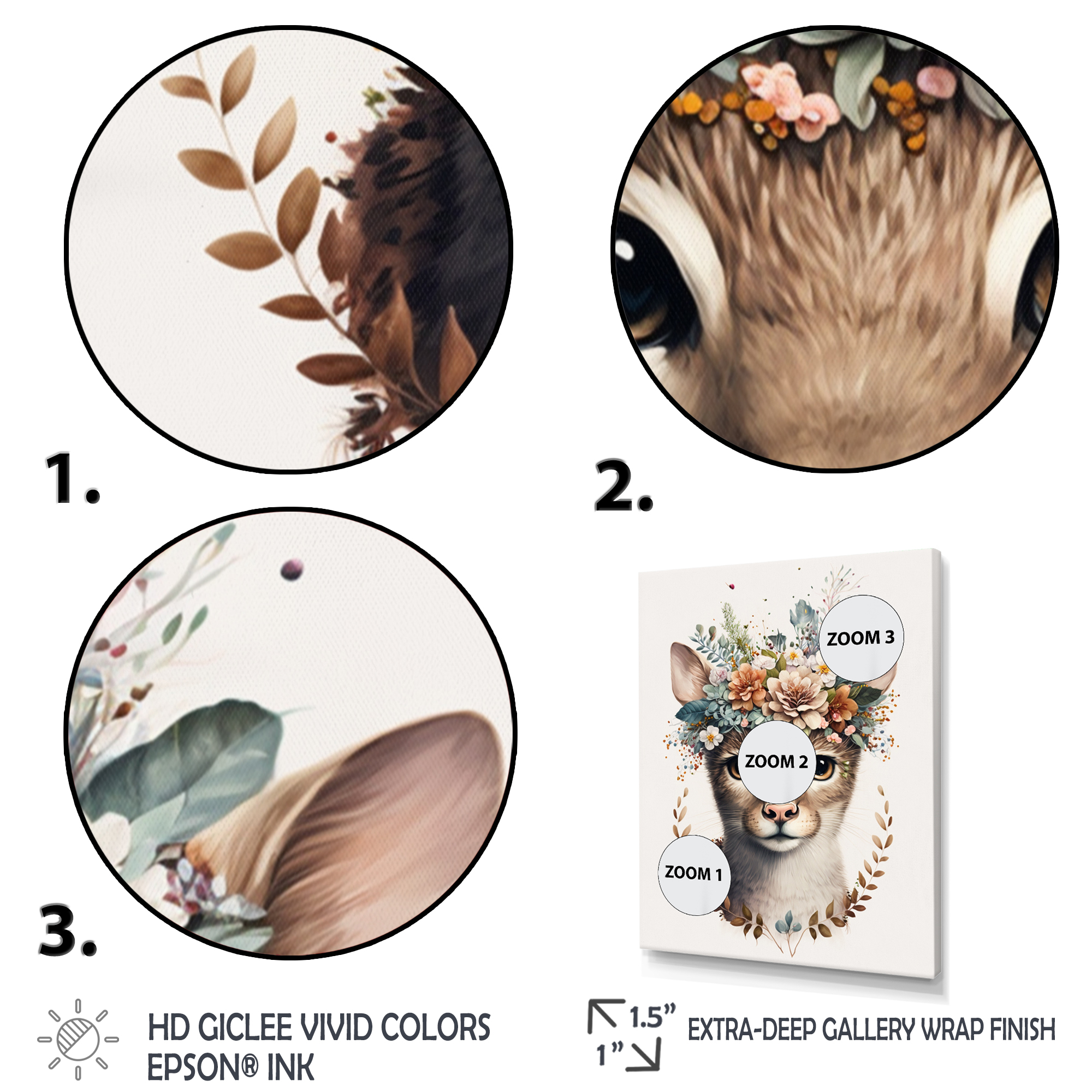 Designart Cute Baby Cat With Floral Crown II Canvas Wall Art
