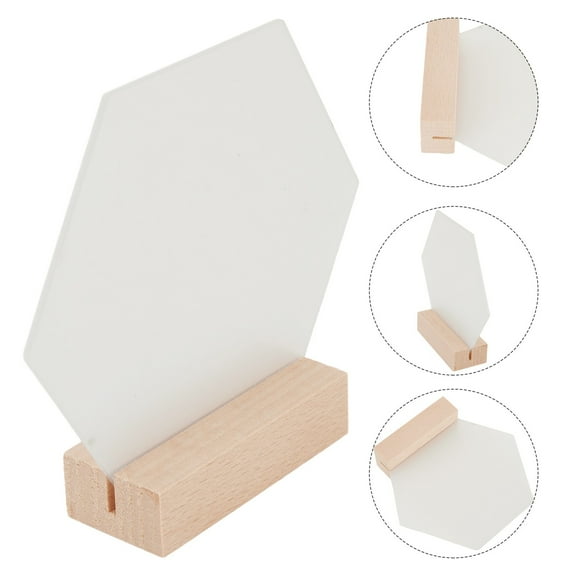 10Pcs Acrylic Table Sign Holder With Wooden Base Blank Clear Weddings Sign Number Place Card Holder Display Stand For Bar Bt052 Smile Home