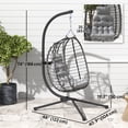 thumbnail image 3 of Outsunny Hanging Egg Chair with Stand, Foldable Wicker Rattan Swing Chair, 3 of 10