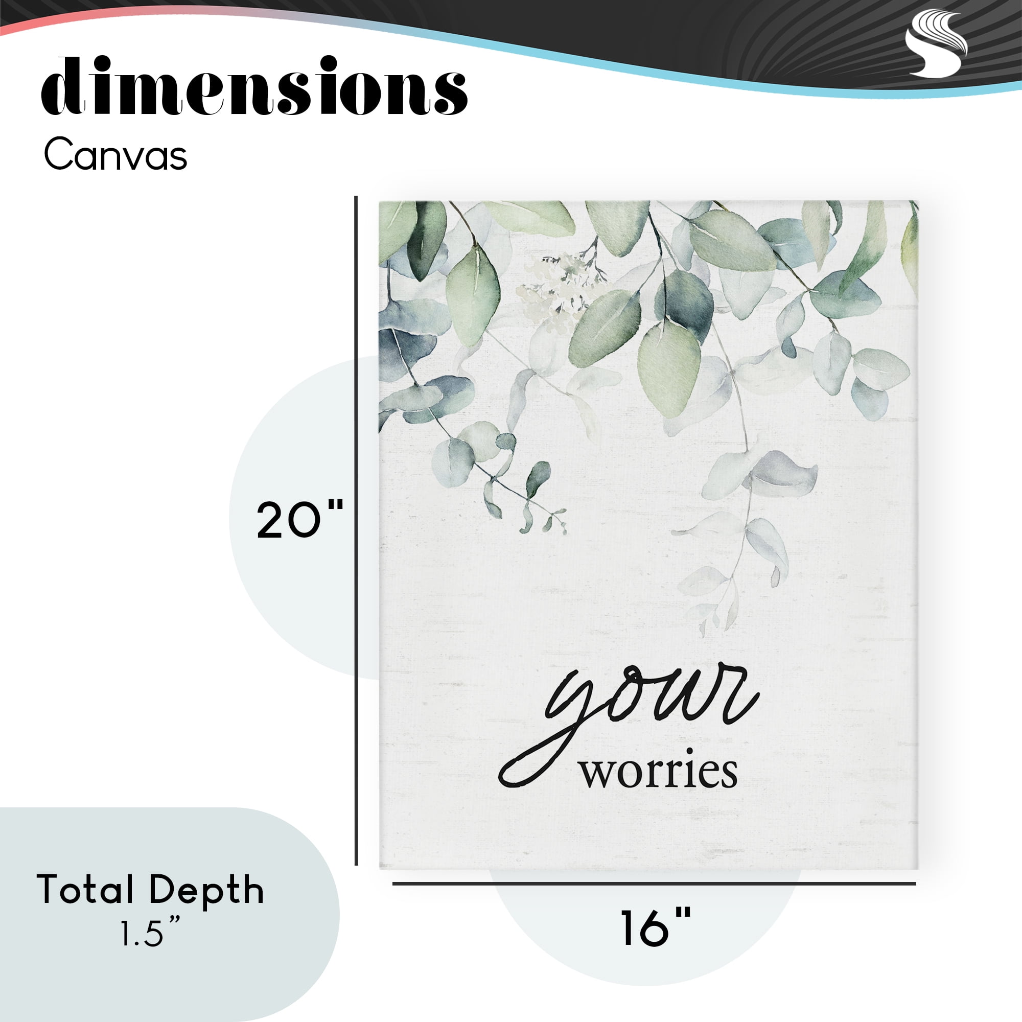 Your Worries Eucalyptus Canvas Wall Art, design by Lettered and Lined
