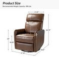 thumbnail image 5 of Leather 360 Swivel Recliner Rocking Manual Reclining Nursey Chair Single Sofa Armchair Push Back Lounge Living Room Home Theater Brown, 5 of 7