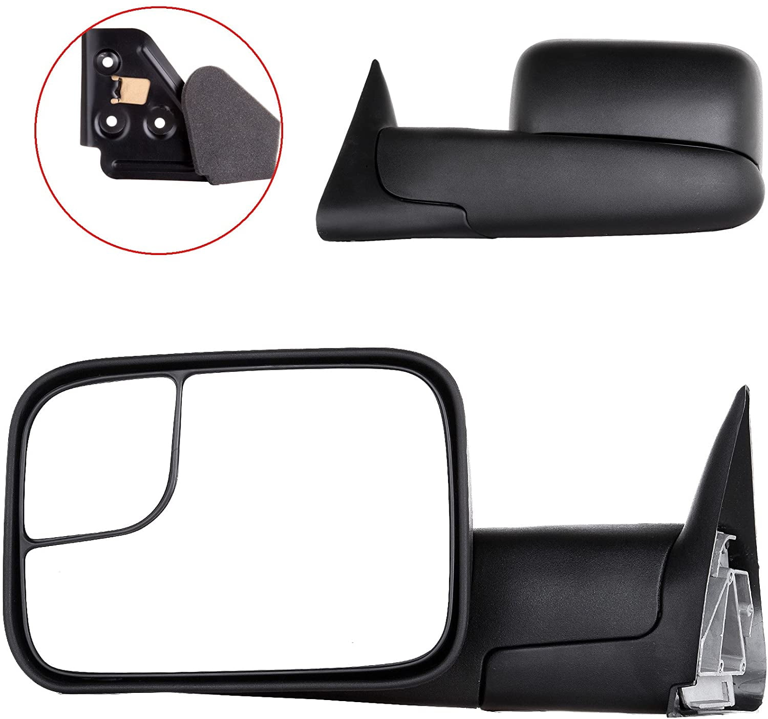 ECCPP Towing Mirror Replacement fit Dodge 94-01 Ram 1500 94-02 Ram 2500 3500 Pickup Truck Manual Towing Tow Mirror Left Driver and Right Passenger Pair Set Fits 60177-78C Side Mirror 